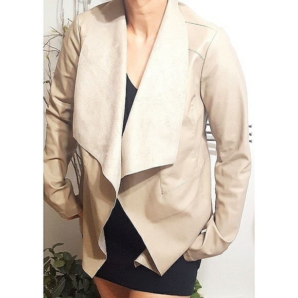 🔖Ricki's⚡Faux Leather Long Sleeve Lightweight Jacket🍂Waterfall Collar - Picture 2 of 6